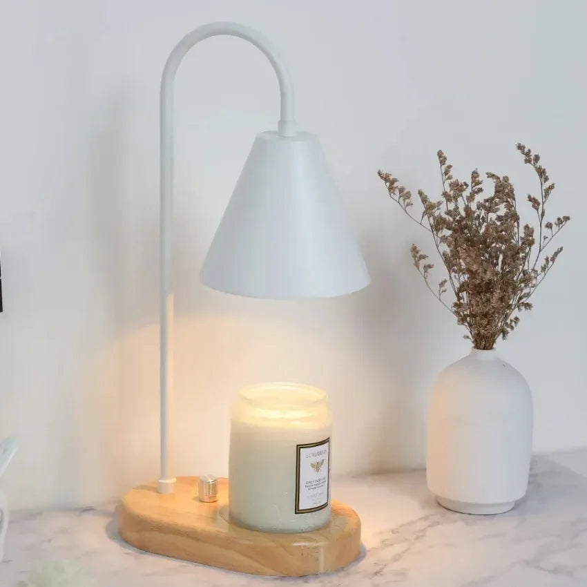 Electric Candle Warmer Lamp with Dimmer Wax Melting Light Creative Aromatherapy Table Wooden Base Bedside Decor Gifts 110V/230V