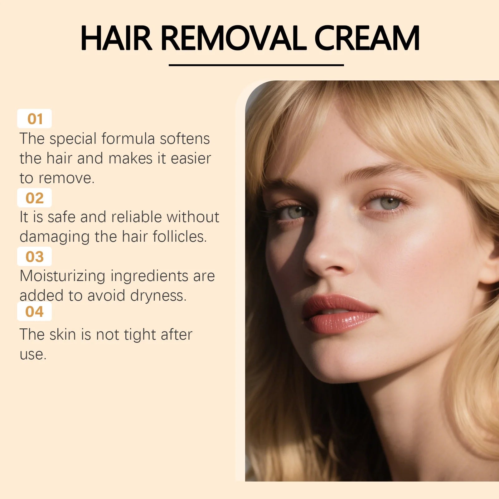 Facial Hair Remover Cream Kit for Women for Coarse, Fine & Stubborn Hair on Chin, Upper Lip, Sideburns, Gentle Depilatory Cream