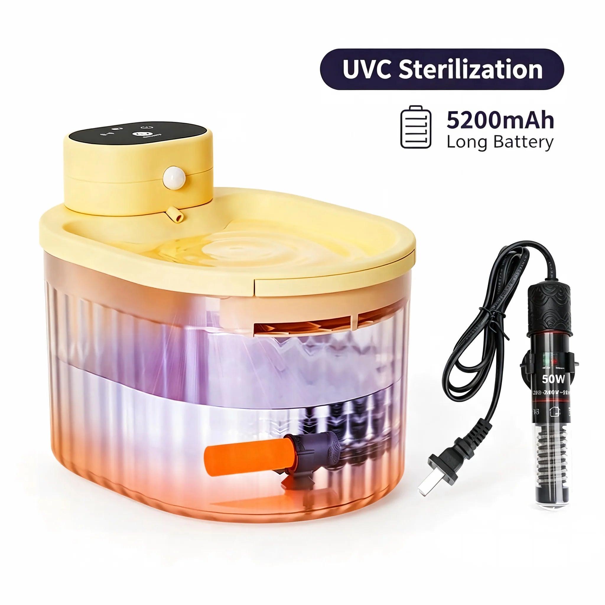 Cat Water Fountain with Auto Filter Transparent Anti-Dry Burning Recirculating Dispenser Includes Pump for Cats