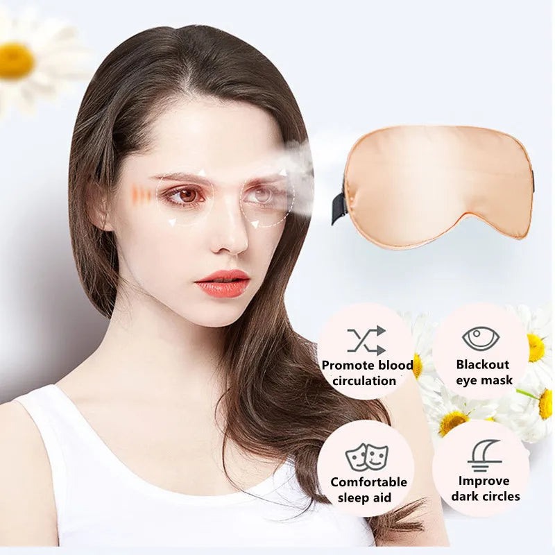 USB Heated Eye Mask Silk Sleeping Mask for Eyes Heating Eye Cover Travel Eyeshade Blindfold Warming Eye Masks