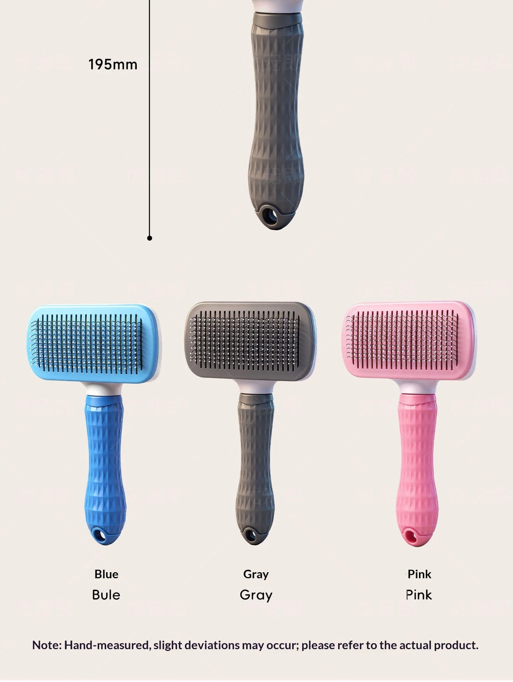 Self Cleaning Pet Slicker Brush for Cats Dogs, Hair Removal Grooming Comb, Deshedder for Long Short Hair, Square Shape