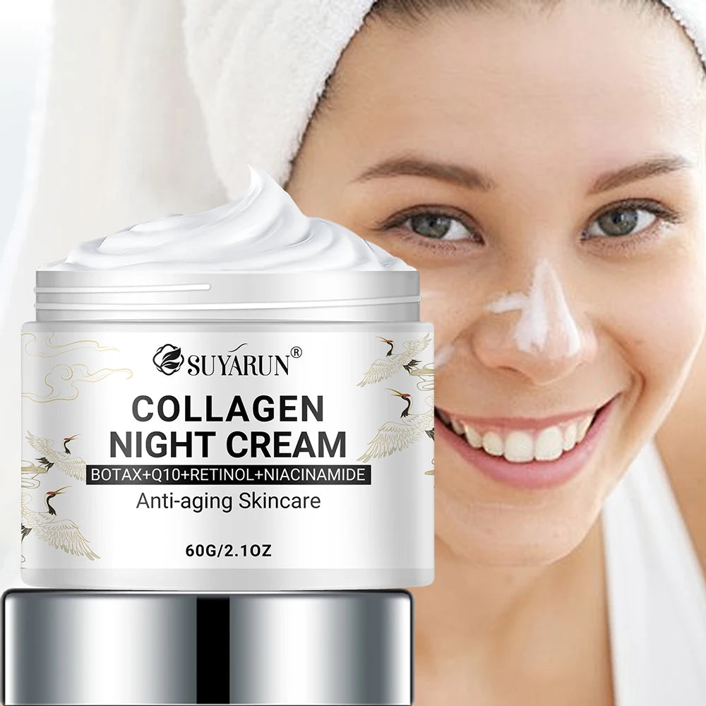 SUYARUN Night Repair Cream - Collagen Booster with Niacinamide & Ginger, Anti-Aging, Brightening & Moisturizing Face Cream.