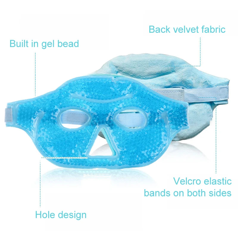 Reusable Cooling Eye Mask with Gel Beads - Visible Cold Compress for Puffy & Dry Eyes, SPA Care Essential