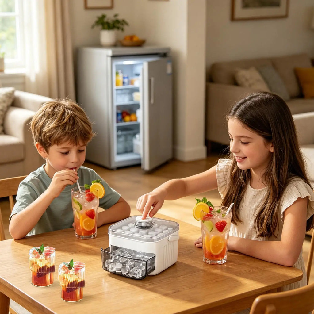 Ice Trays For Freezer With Lid & Bin, Ice Cube Tray Making 50 Pieces Ice Cubes, Easy Press To Release Ice for Home Kitchen