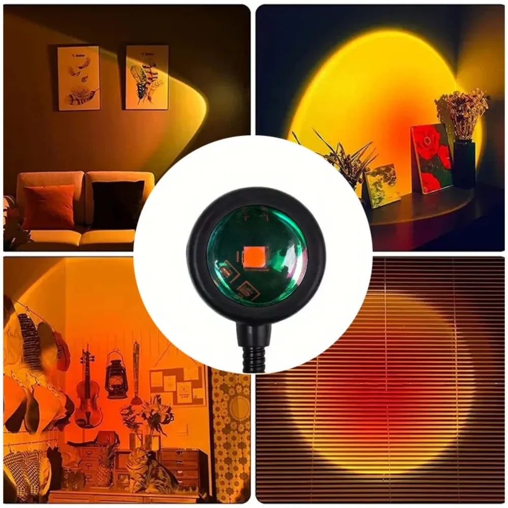 Sunset Projection Lamp USB Powered Multi-Angle Rotatable Atmosphere Light Romantic Night Light for Home Living Room Decor