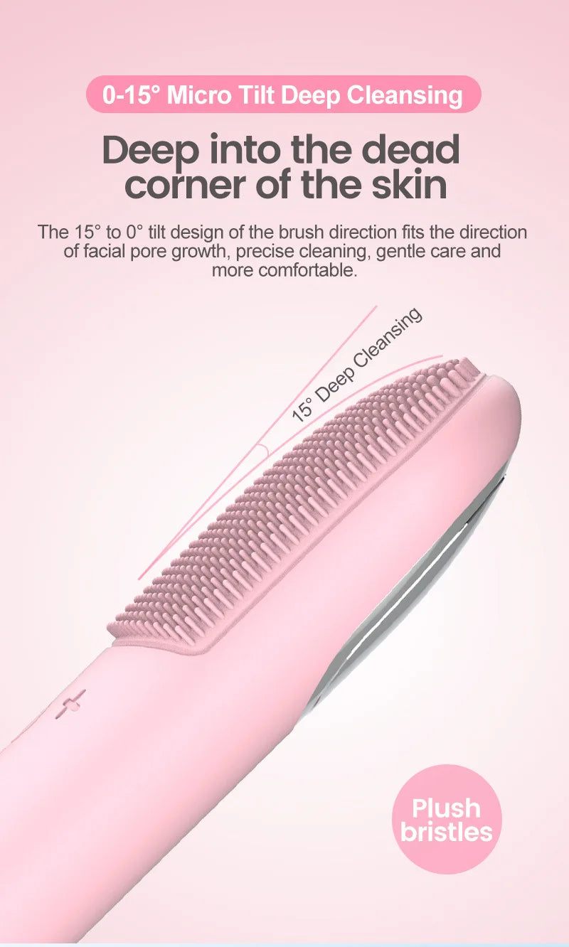 Sonic Facial Cleansing Brush Red Blue Light Electric Facial Cleanser Wash Machine Skin Pore Cleaner Mini Beauty Massager Brush