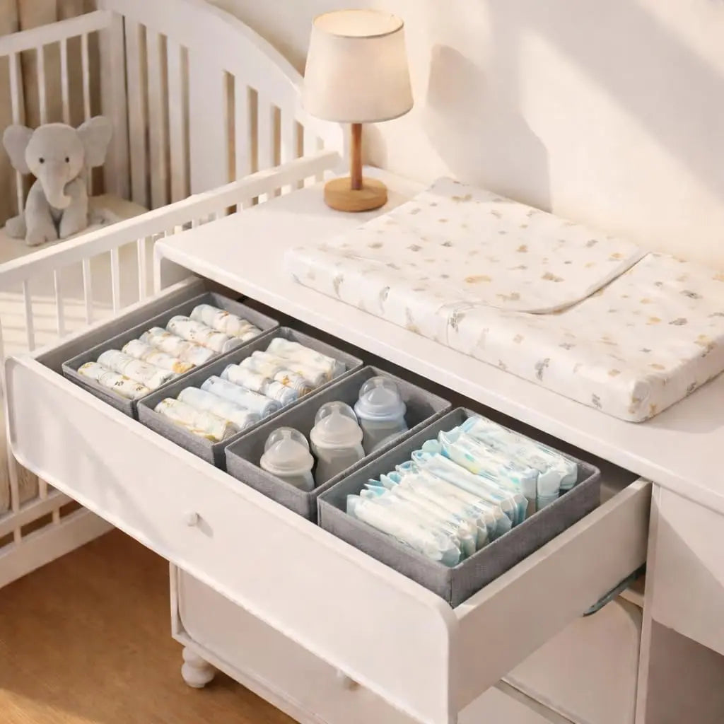 Drawer Organizer Clothes - Small Dresser Organizer Underwear Drawer Organizer for Baby Clothes, Socks, Underwear, Bra, Belt, Tie