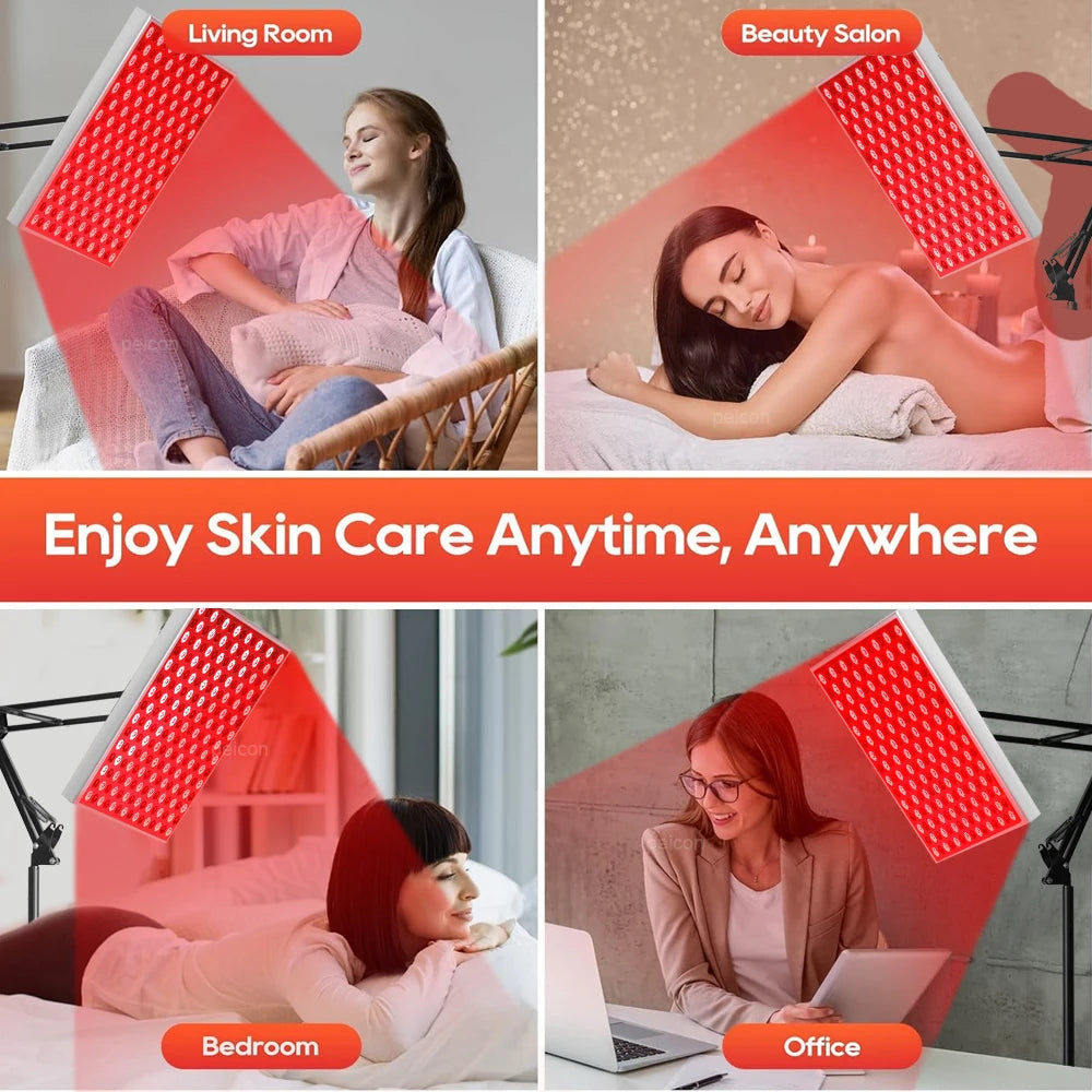 LED Red Light Therapy Lamp 660nm 850nm Beauty Skin Care 225 LED Red Light Panel with Stand Hanger Infrared Lamp For Face Body