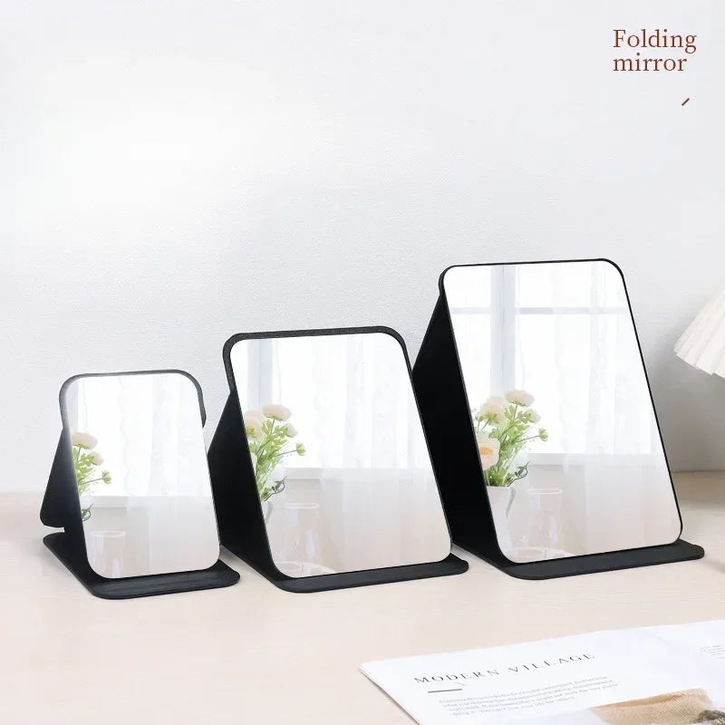 Standing Makeup Mirror Folding Makeup Mirror High-quality Portable Desktop Makeup Mirror Single-side Creative Women Solid Color
