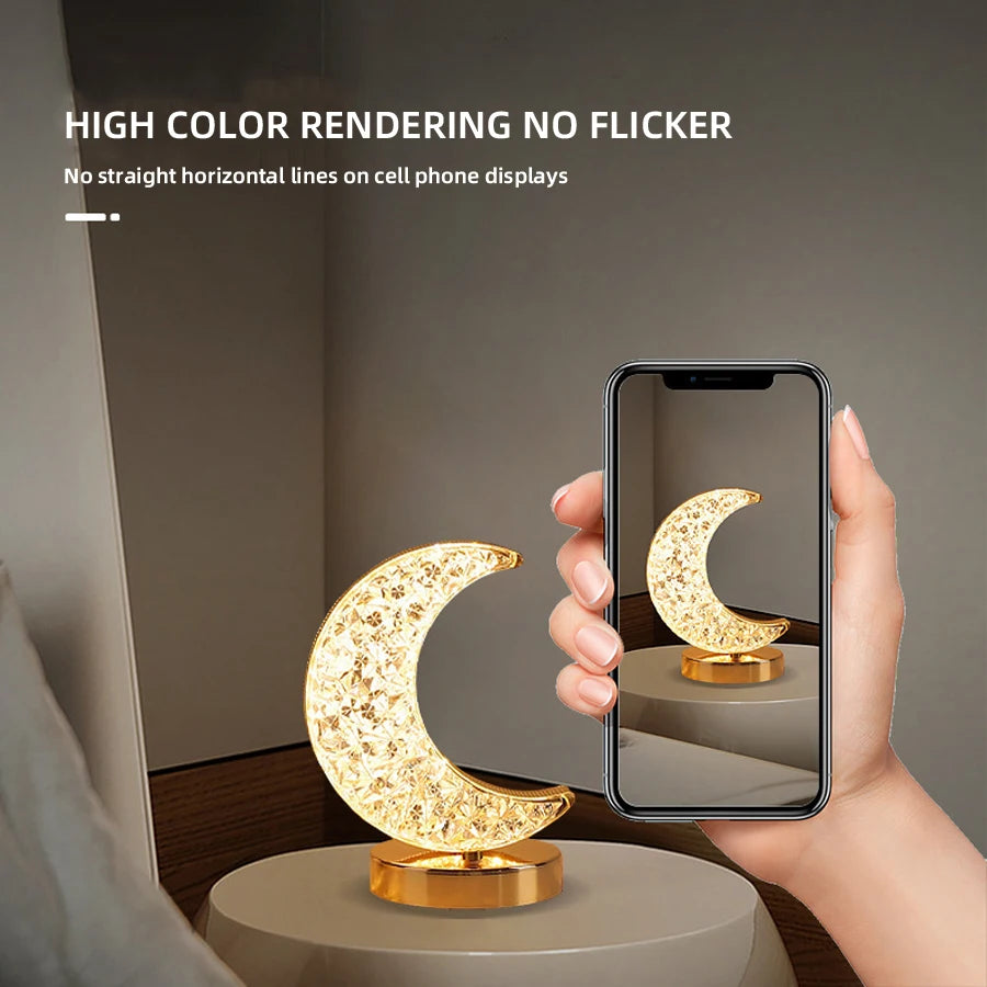 Lunar LED Night Light, Dimmable Bedroom Lamp, USB Powered Ambient Lighting for Desk, Camping, Gift, 3 Color Changing Mood Lamp