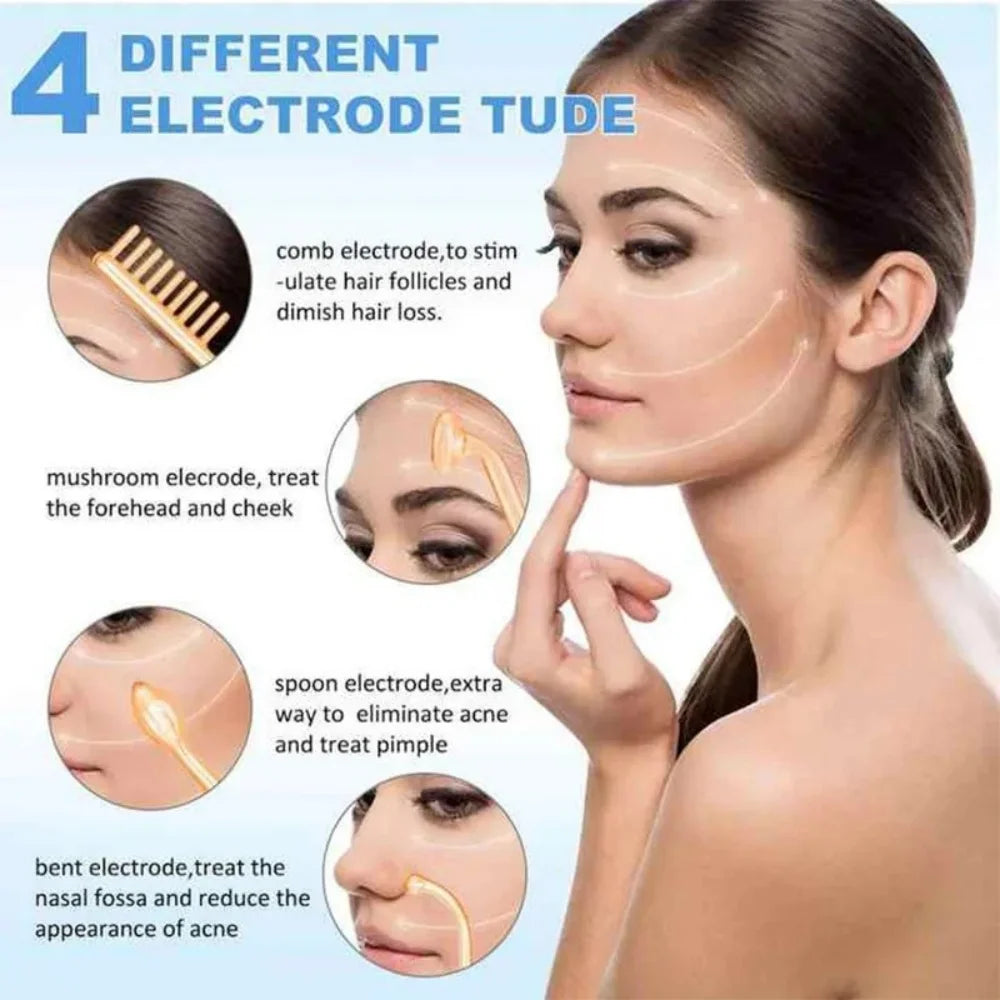 Portable High-Frequency and Microcurrent Electrotherapy Device, Acne Removal and Beauty Comb