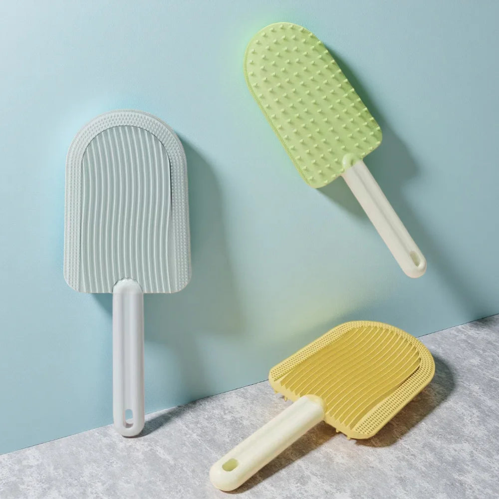 Dual-Sided Pet Grooming Brush: Detangling & Shedding Tool on One Side, Gentle Massage Bristles on the Reverse - for Pets
