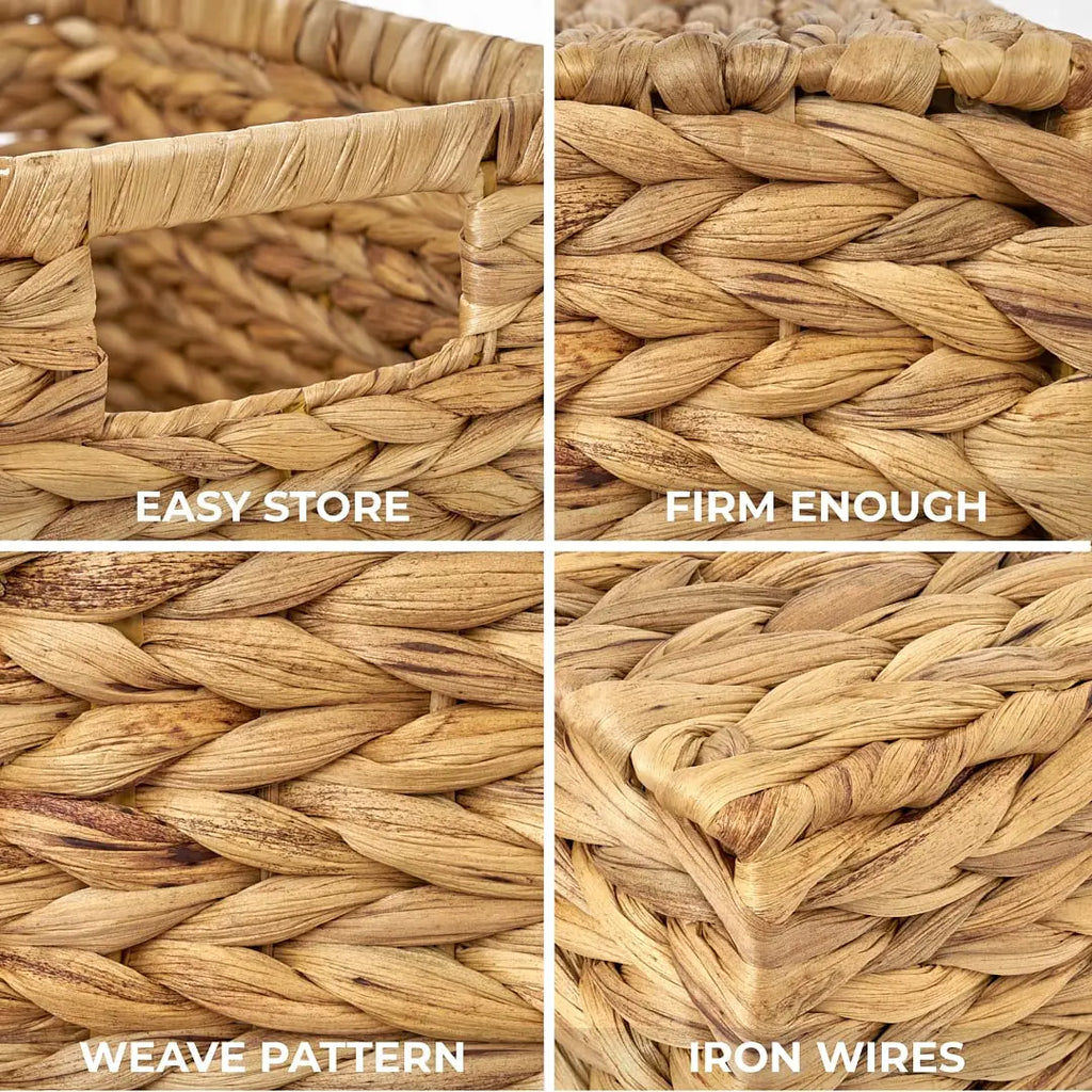 Handwoven Storage Baskets Sundries Organizer with Lid Rectangular Cosmetics Box Clothes Laundry Basket Towel Toys Container