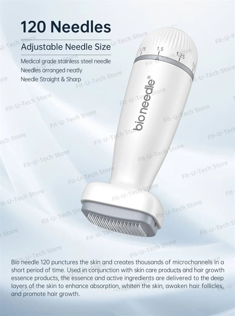 adjustable titanium stamp derma roller face roller beard growth massager scalp massage 120pins microneedling