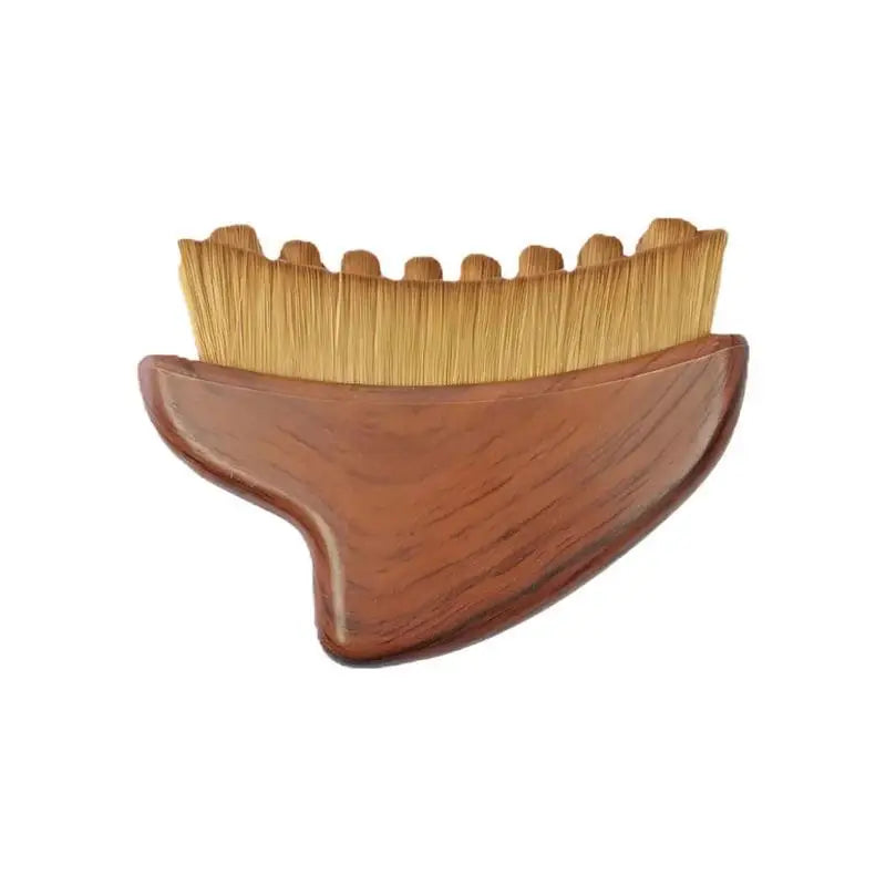 Gua Sha Massage Brush Dual Function with Soft Bristles for Facial Cleansing and Sculpting Wood Grain Handle Compact Travel Size