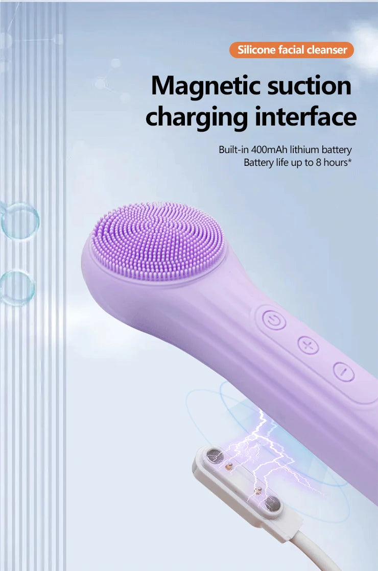 Sonic Waterproof Silicone Facial Cleansing Brush Rechargeable Vibrating Exfoliating Deep Clean Face Cleanser