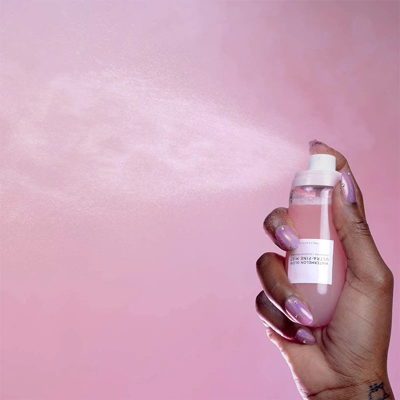 Strong Watermelon Glow Facial Spray Hydrating Mist With Hyaluronic Acid Hibiscus AHA To Refresh Dry Skin Enhance Dewy Makeup