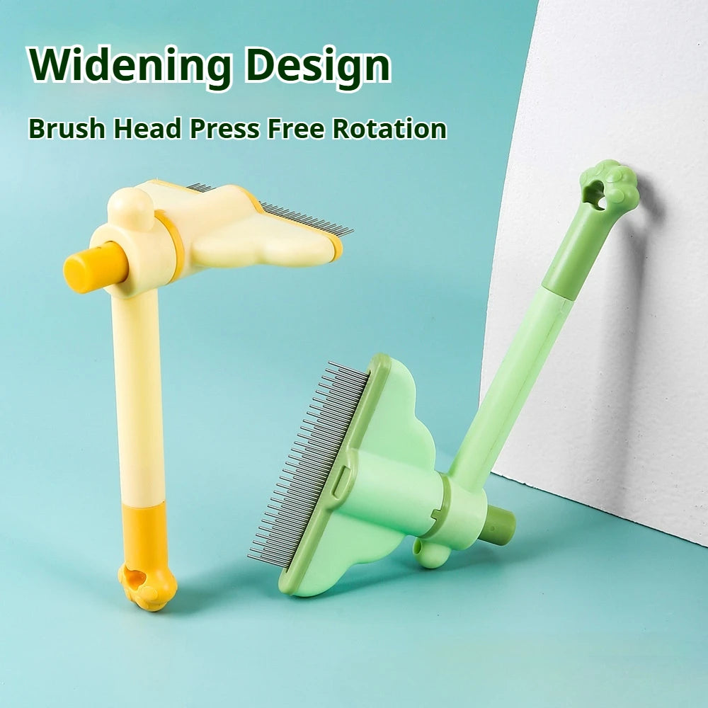 Rotating Pet Comb Self Cleaning Slicker Brush One Click Hair Release Fine Dense Pin Comb for Cats Dogs Shedding Brush
