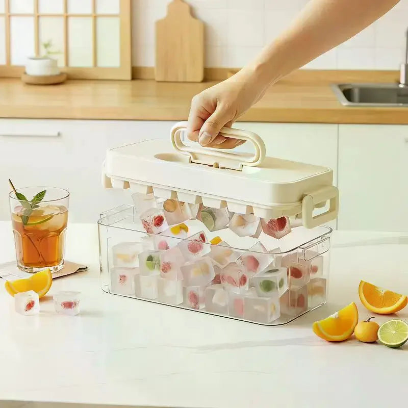 84-Cube Ice Cube Tray with Lid | Large Capacity Ice Maker Mold | Food-Safe Materials for , Cocktails