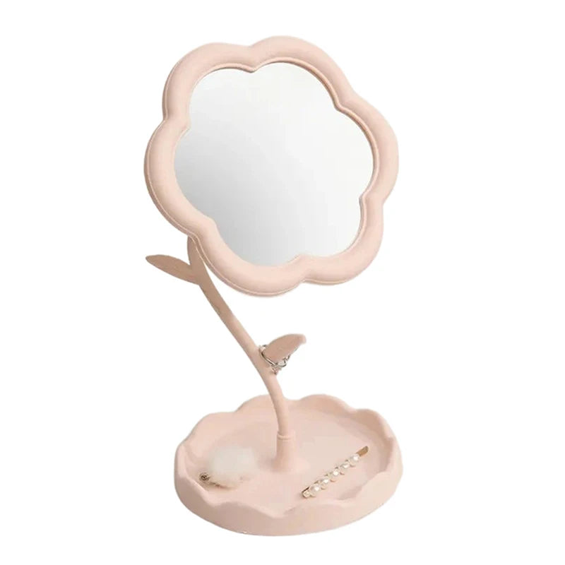 Student Dormitory Desktop Makeup Mirror Special-shaped Dresser Makeup Mirror Girls Flower Mirror Makeup Mirror Desktop Mirror