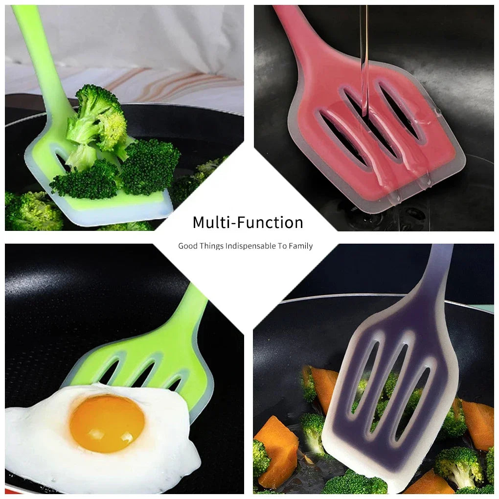Color Silicone Kitchen Ware Non-stick Set Cooking Utensils Tools Egg Fish Frying Pan Scoop Fried Shovel Spatula Cooking Utensils