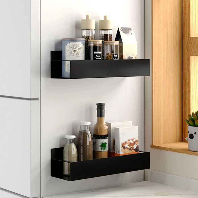 Magnetic spice rack, storage rack organizer for refrigerators and ovens, used for kitchen and bathroom organization and storage