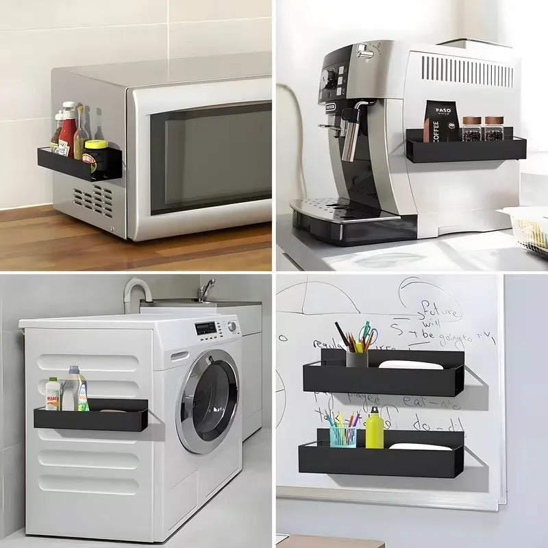 Magnetic Spice Storage Rack Organizer for Refrigerator and Oven Black Fridge Organizers and Storage Magnetic Hooks for Kitchen