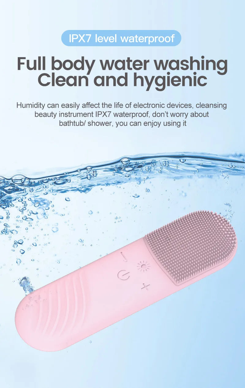 Sonic Facial Cleansing Brush Red Blue Light Electric Facial Cleanser Wash Machine Skin Pore Cleaner Mini Beauty Massager Brush