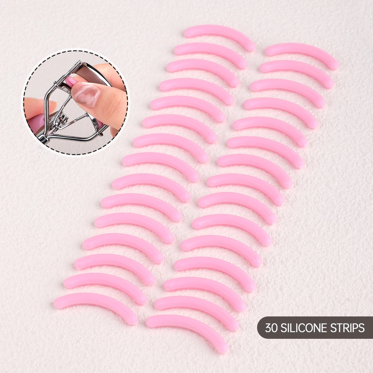 30pcs Silicone Rubber Strip for Eyelash Curler, Soft Silicone Replacement Pad for Eyelash Curler, Universal Eyelash Curler.