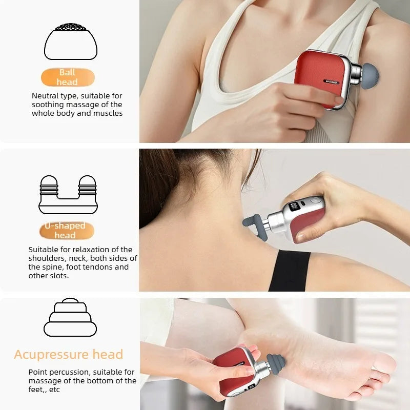 Mini Pocket Massage Gun with 4 Silicone Massage Heads Lightweight Portable Perfect for Office Home Use Low-noise Muscle Massage