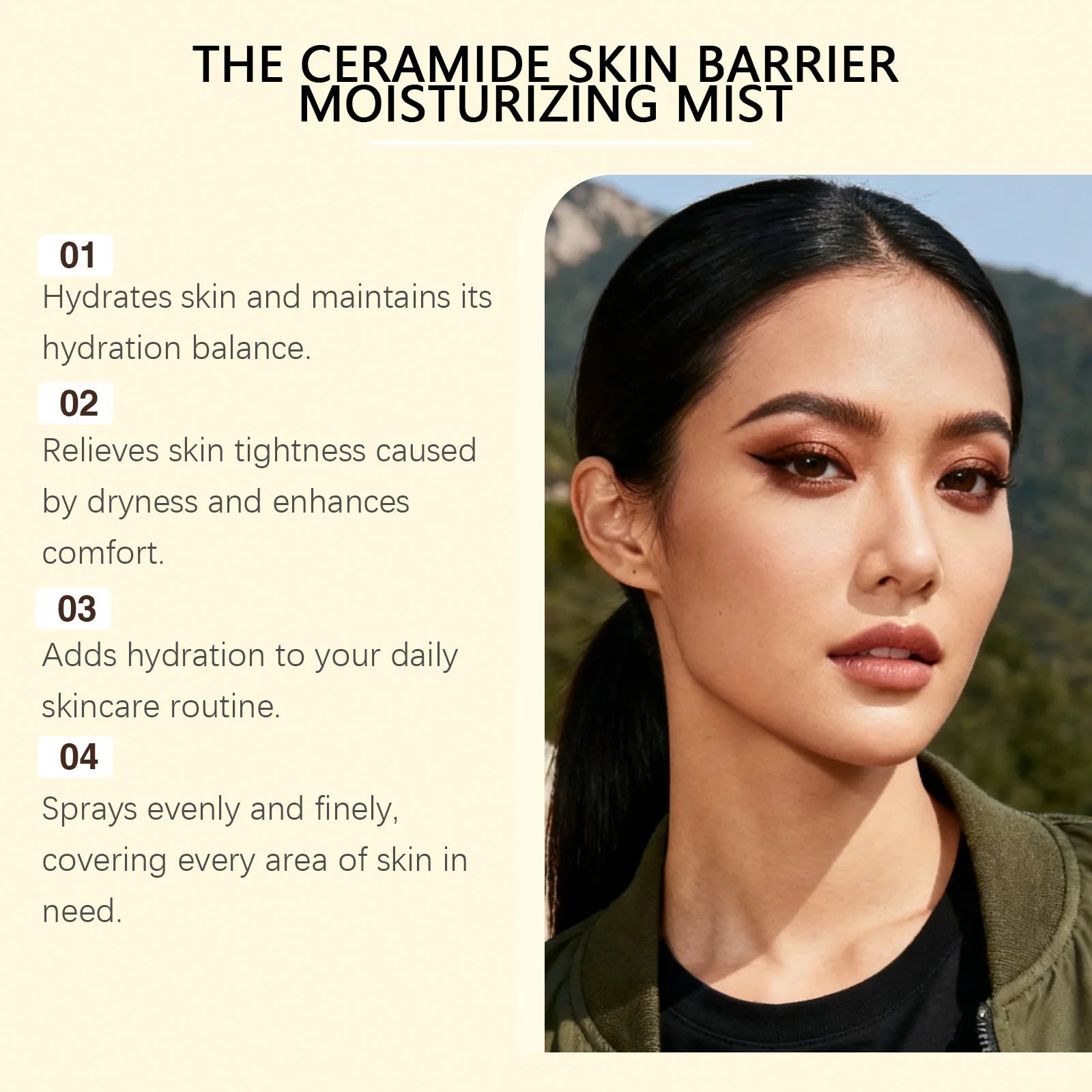 Hyaluronic Acid Facial Spray Hydrating Mist for Dry Skin Ceramide Oil Control Soothing Face Portable Skincare Instant Refresh