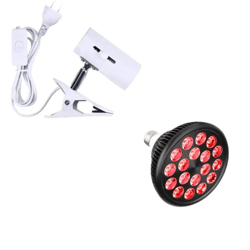 Red Light Therapy Bulb With Lamp Clip LED 660nm Red and 850nm Near Infrared Combo Therapy Device for Skin Care Pain Relief