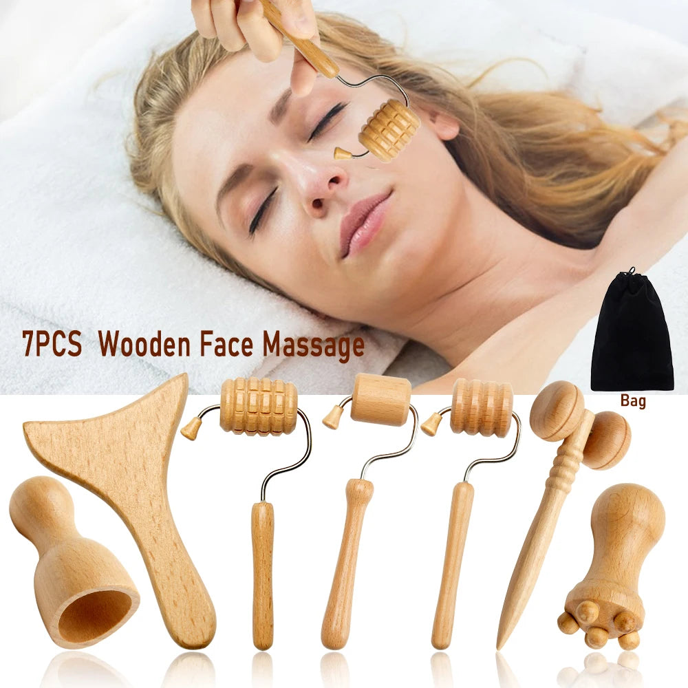 Face Massager Wood Therapy Facial Lifting Maderoterapia Gua Sha Wrinkle Remover Skin Scraper Anti Cellulite Neck Lift Tool