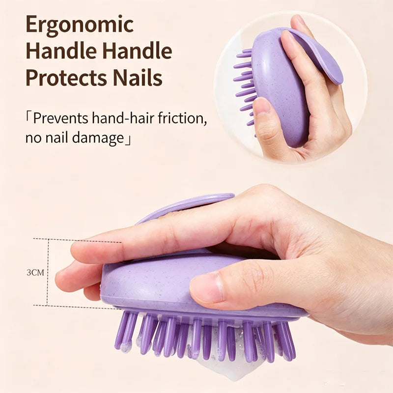 Scalp Care Shampoo Brush Soft Silicone Hair Scrubber Ergonomic Hair Washing Brush for Deep Clean Scalp Massage