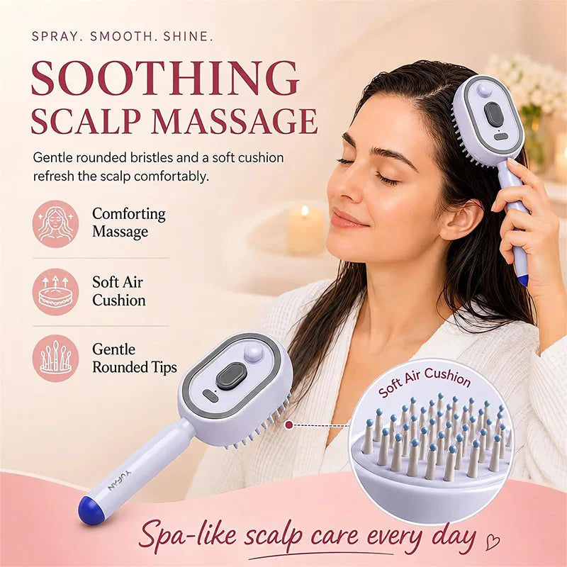 Multifunctional Spray Hair Brush Hydrating Hair Care Brush Electric Scalp Massager Comb For Smoothing Frizz & Hair Volume