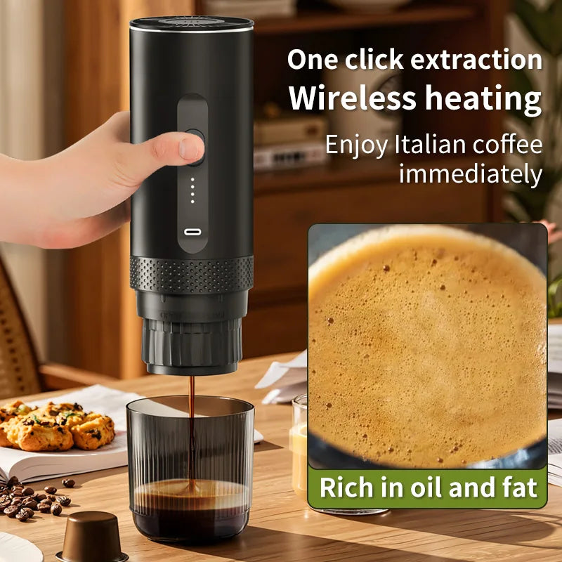 Portable Espresso Machine 20 Bar Heating Coffee Maker Wireless Rechargeable Concentrated Extraction Coffee Machine Travel Office