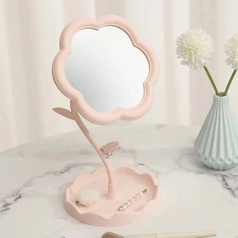 Student Dormitory Desktop Makeup Mirror Special-shaped Dresser Makeup Mirror Girls Flower Mirror Makeup Mirror Desktop Mirror