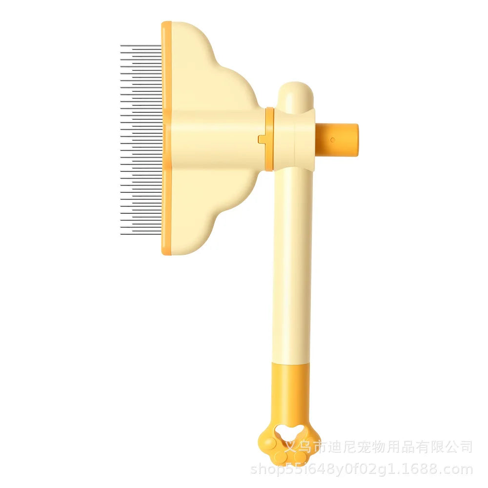 Rotating Pet Comb Self Cleaning Slicker Brush One Click Hair Release Fine Dense Pin Comb for Cats Dogs Shedding Brush
