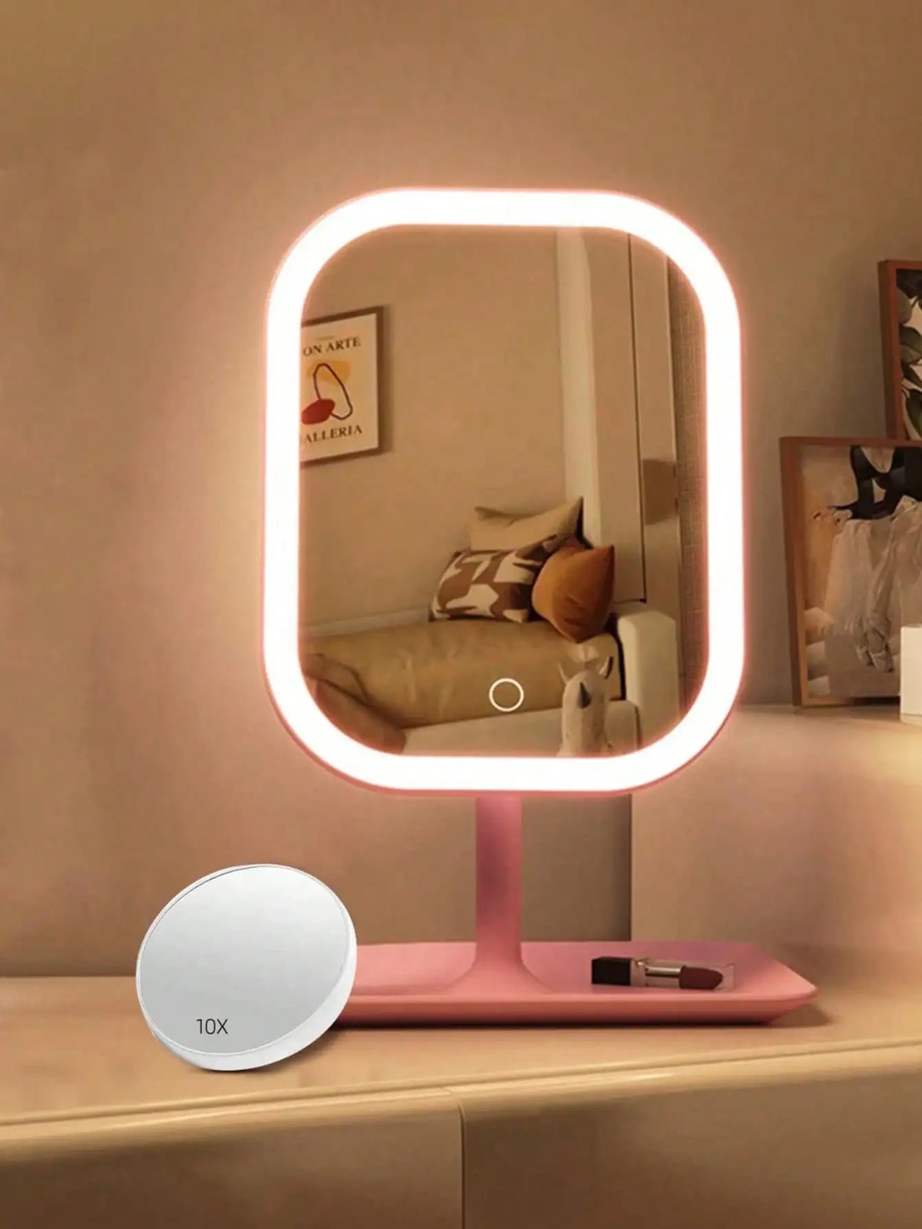 Vanity Mirror 3 Color Light LED Makeup Mirror with 10X Mirror  Touching Cosmetic Mirror Women Bedroom Dressing Mirror