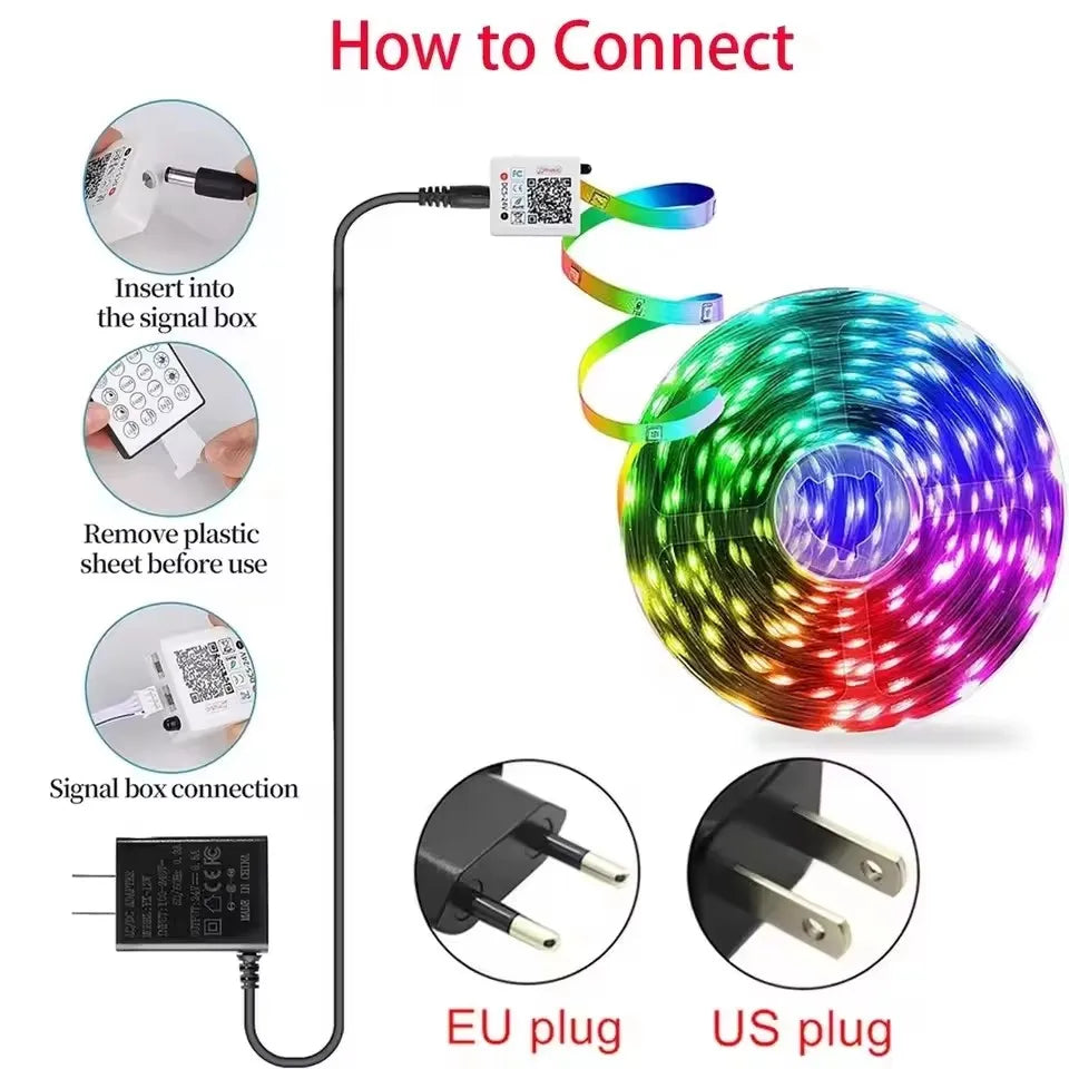 Smart LED Strip Lights 5m-40m Music Sync 24V RGB Led Light with App and Remote Control Christmas Party Room Decoration Lighting