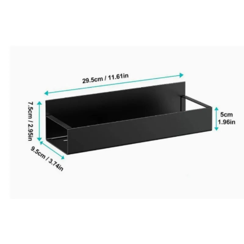 2 Pack Black Magnetic Spice Rack for Refrigerator No Drill Kitchen Fridge Shelf Organizer for Spice Food Black Jar Holder