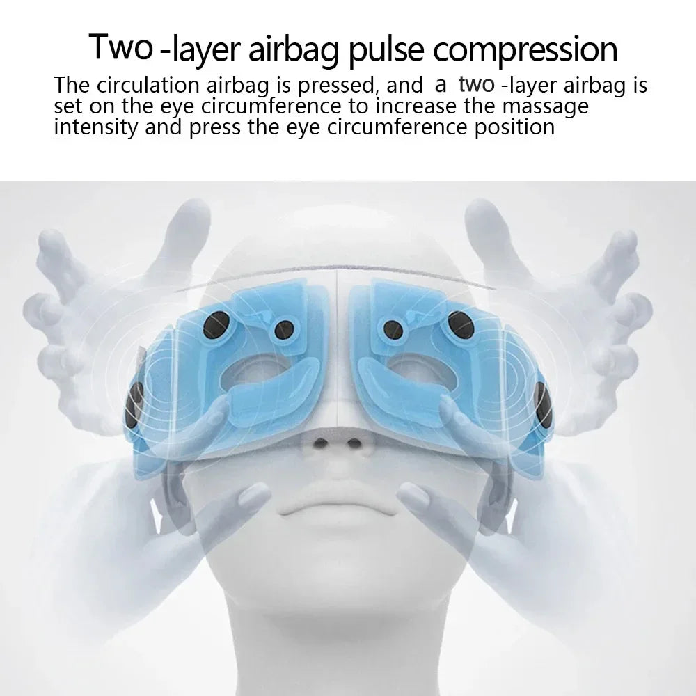 Eye Massager with Heat Vibration Eye Mask Bluetooth Music Airbag Care Device for Eye Strain Relief Dry Improve Sleep Facial