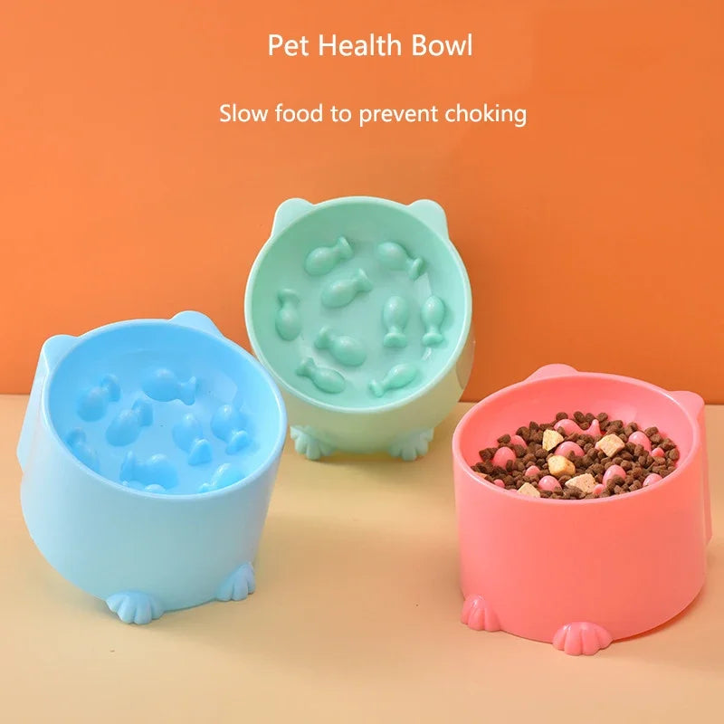 Slow Feeder Dog Cat Bowl, Anti-Choking & Neck Support Design - Puzzle Food Dish for Fast Eaters, Pet Supplies to Prevent Bloat