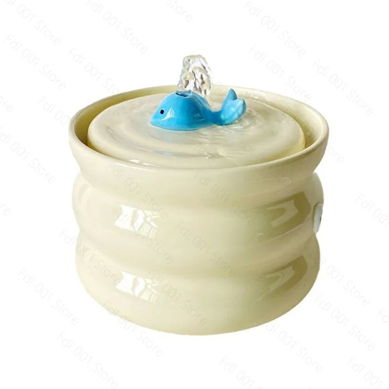 Cat Water Fountain 800ml Ceramic Automatic Low Noise Pet Drinker with Filter Small Dogs Water Dispenser Auto Drinking