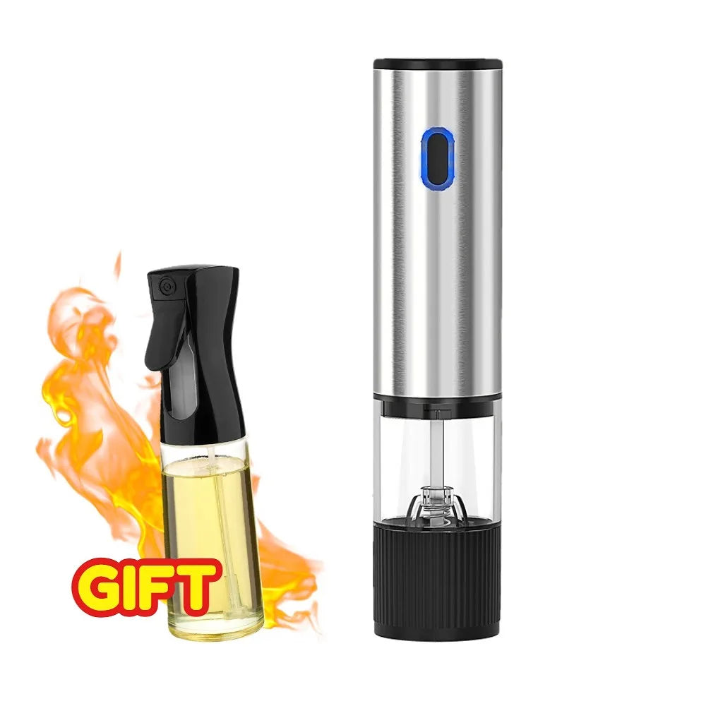 Electric Salt and Pepper Grinder Set USB Rechargeable Spice Mill Adjustable Coarseness for Kitchen Cooking BBQ Seasoning Use