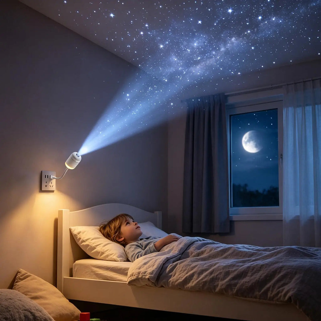Galaxy Projector Night Light Adjustable Brightness USB Light 360 Degree Rotating Galaxy Lamp Projector with 24 Film Slides