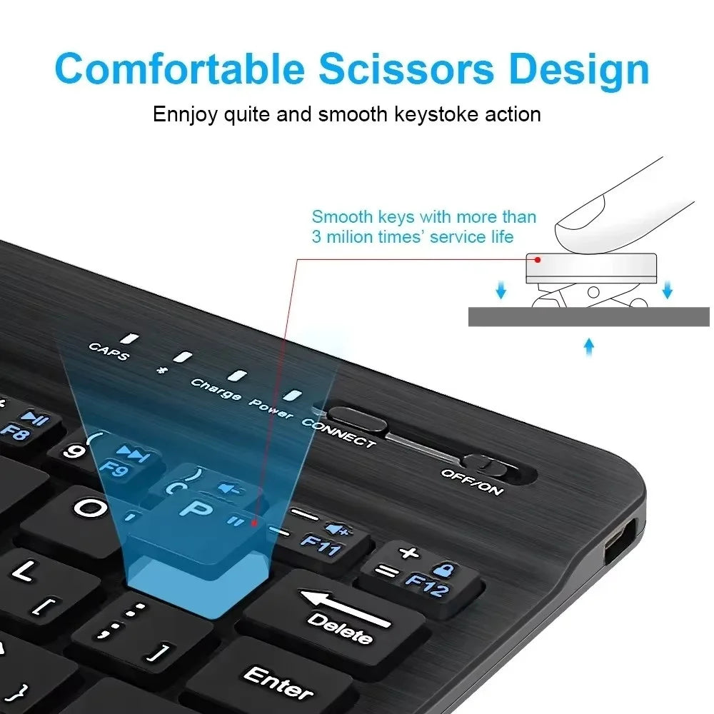 7/10 Inch Bluetooth Wireless Rechargeable Keyboard For iPad Pro Tablet Mobile Phone Laptop Android iOS Windows For Laptop Tablet