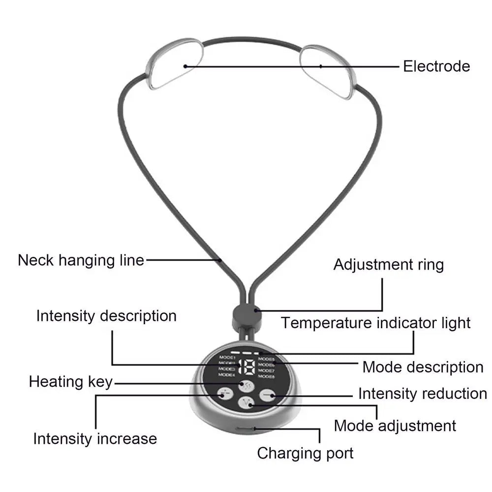 heated neck massager Sleep Massag Smart Cervical Neck Massager necklace Portable Lymphatic Relief Neck Massager With 8 Modes