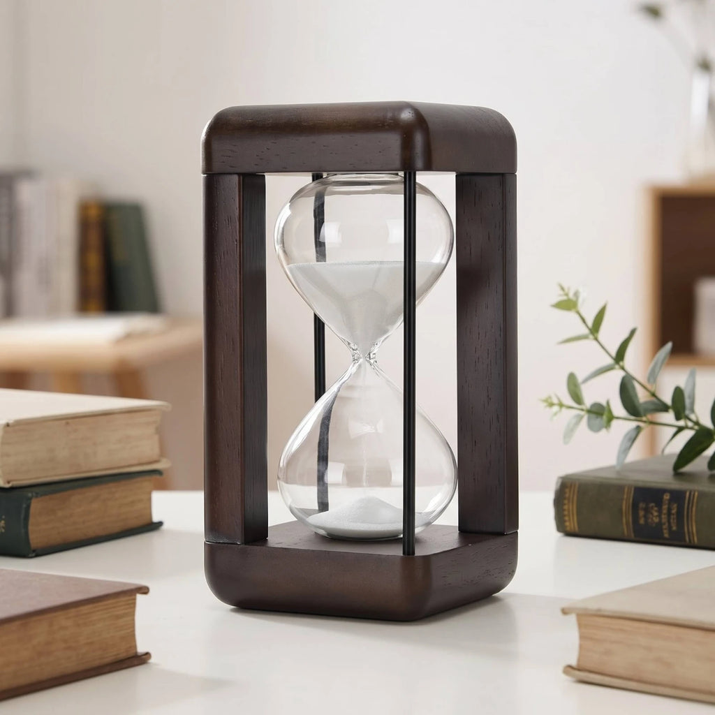 Hourglass with Wooden Frame Decorative Hourglass Timer Sand Glass Classy Large for Desk, Office
