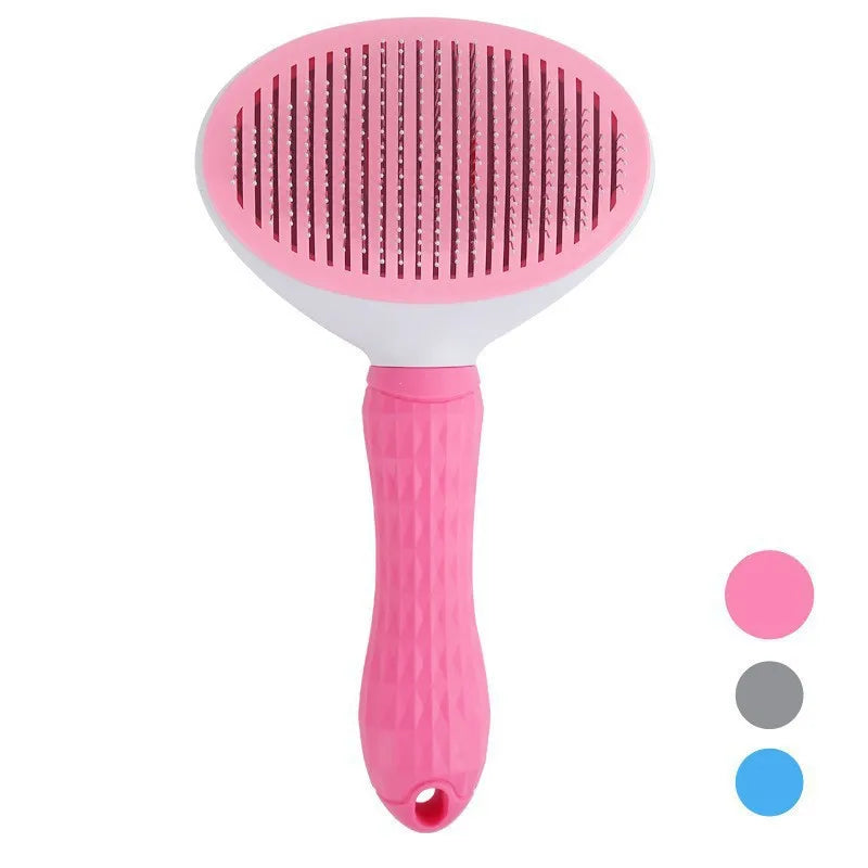 One Button Self Cleaning Pet Brush for Dogs Cats, Gentle Slicker Brush Removes Loose Undercoat, No Scratch Grooming Tool